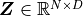 \bm{Z} \in \mathbb{R}^{N \times D}